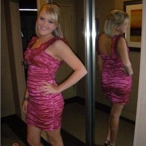 BCBG Maxazria Pink Rouched Mini Dress